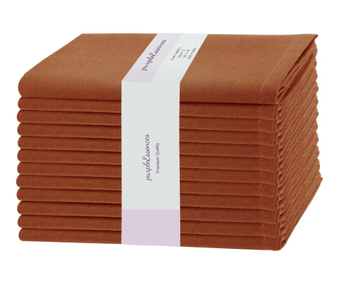 PurpleEssences rust napkins, 18x18 inches, durable 100% cotton for everyday meals.