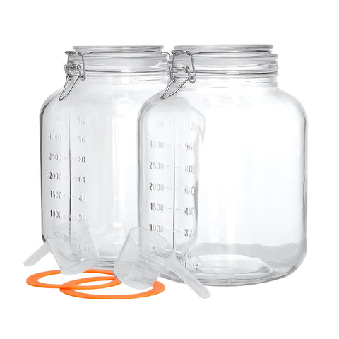 PUSCRIENO 2-pack square-mouth glass jars with measurement marks for precise pantry organization.