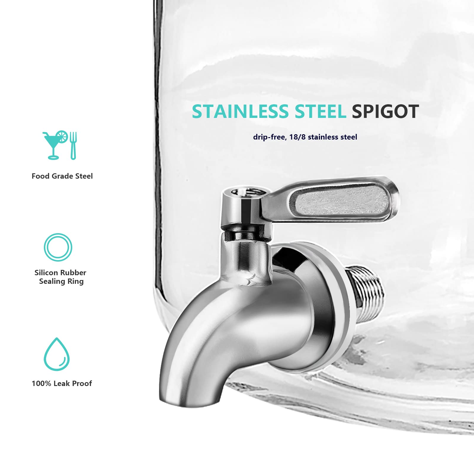 PUSCRIENO glass drink dispenser stainless-steel handle showcases easy, safe transport