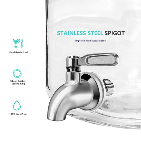 PUSCRIENO glass drink dispenser stainless-steel handle showcases easy, safe transport