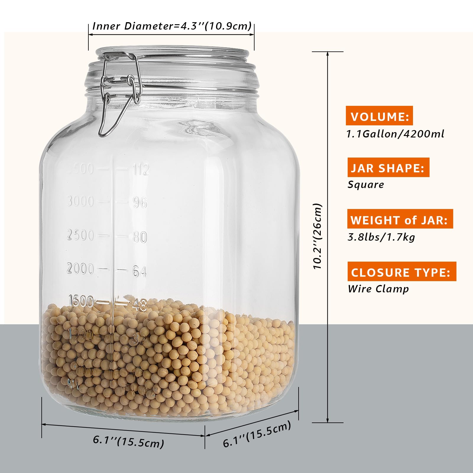 PUSCRIENO lead-free BPA-free glass for durable kitchen storage.