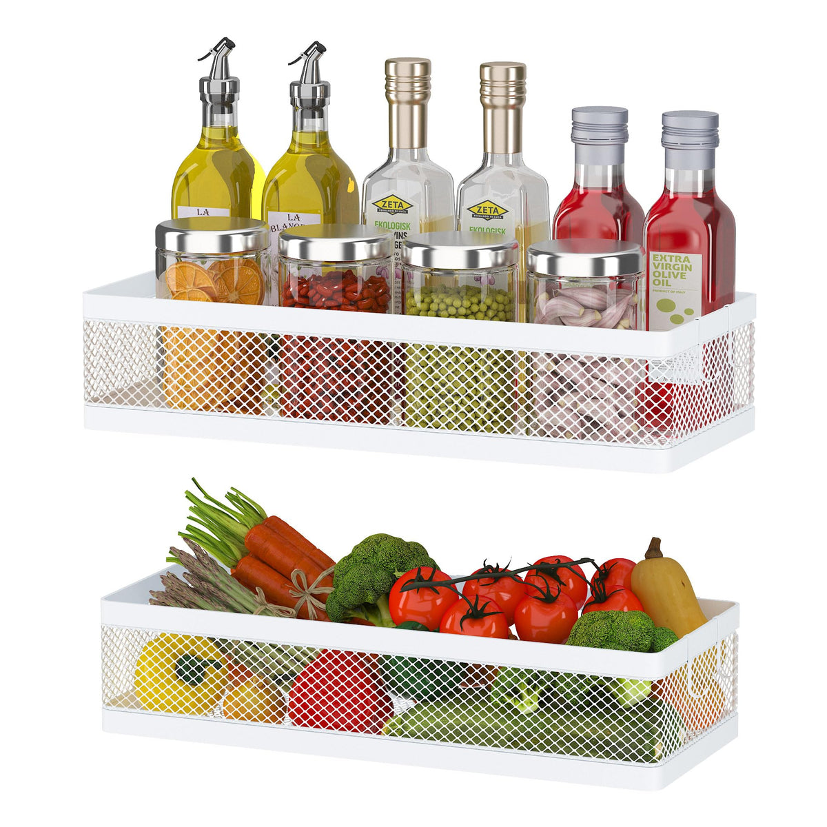 PUSDON hanging storage baskets wall mount in white for kitchen organization