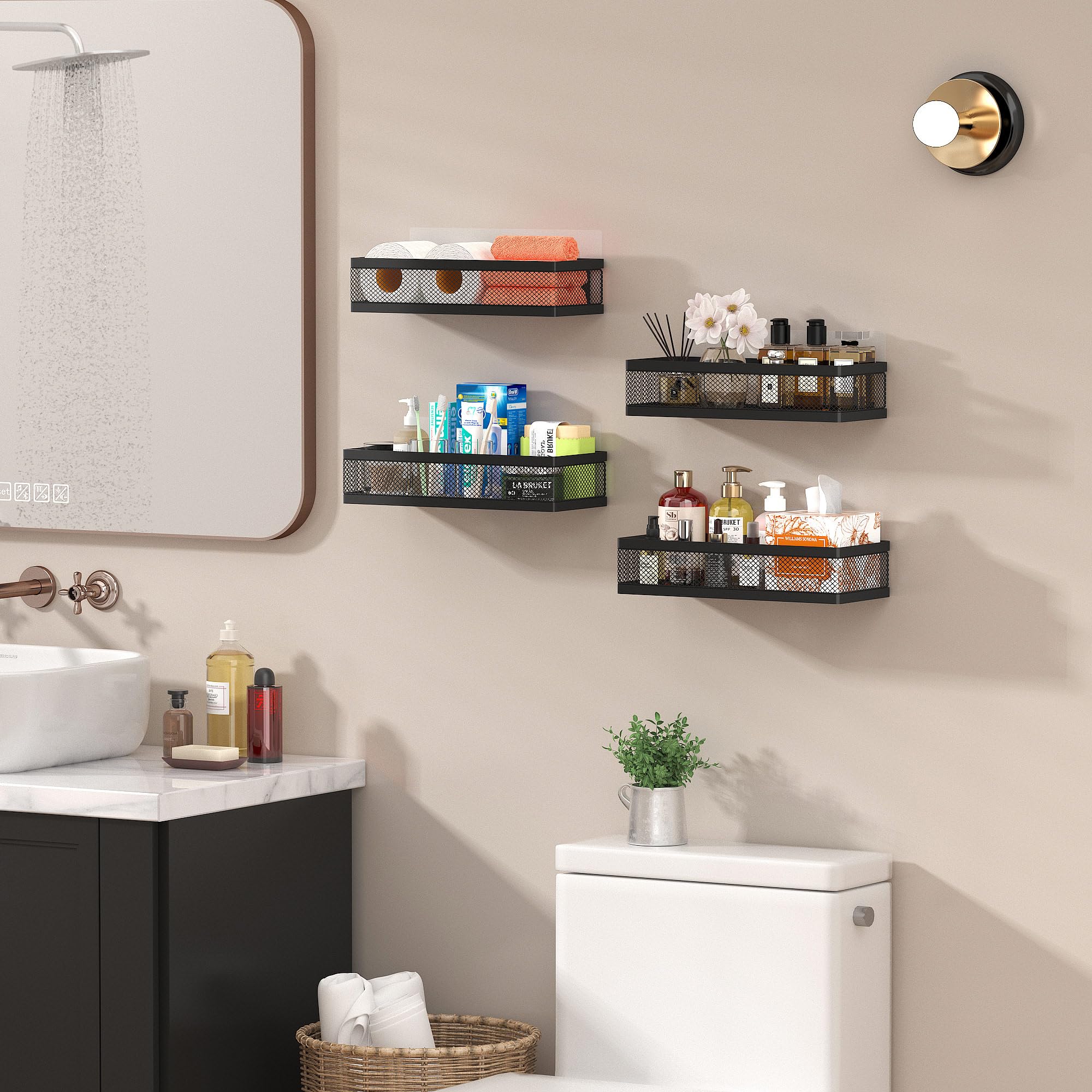 PUSDON metal wire organizer shelf with grid design for durability.