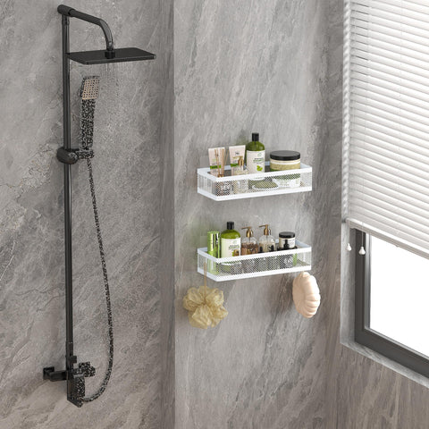 PUSDON metal wire storage bin rack for bathroom essentials