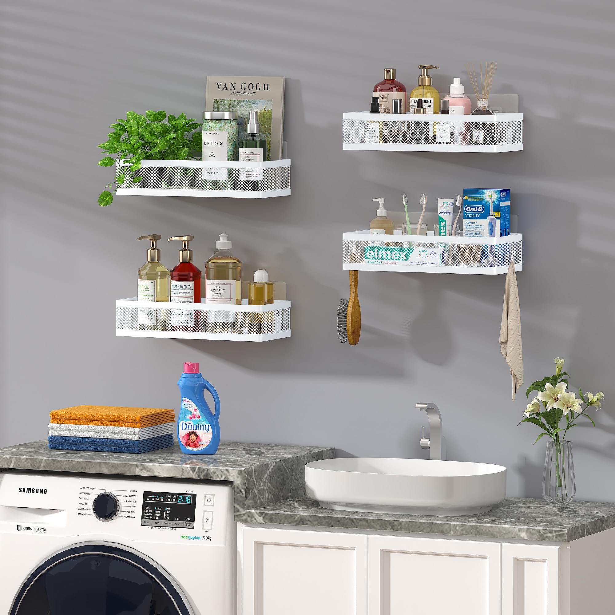 PUSDON wall-mount storage bins setup offers versatile mounting options