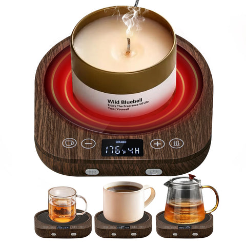 PUSEE candle mug warmer front view heats desk beverages