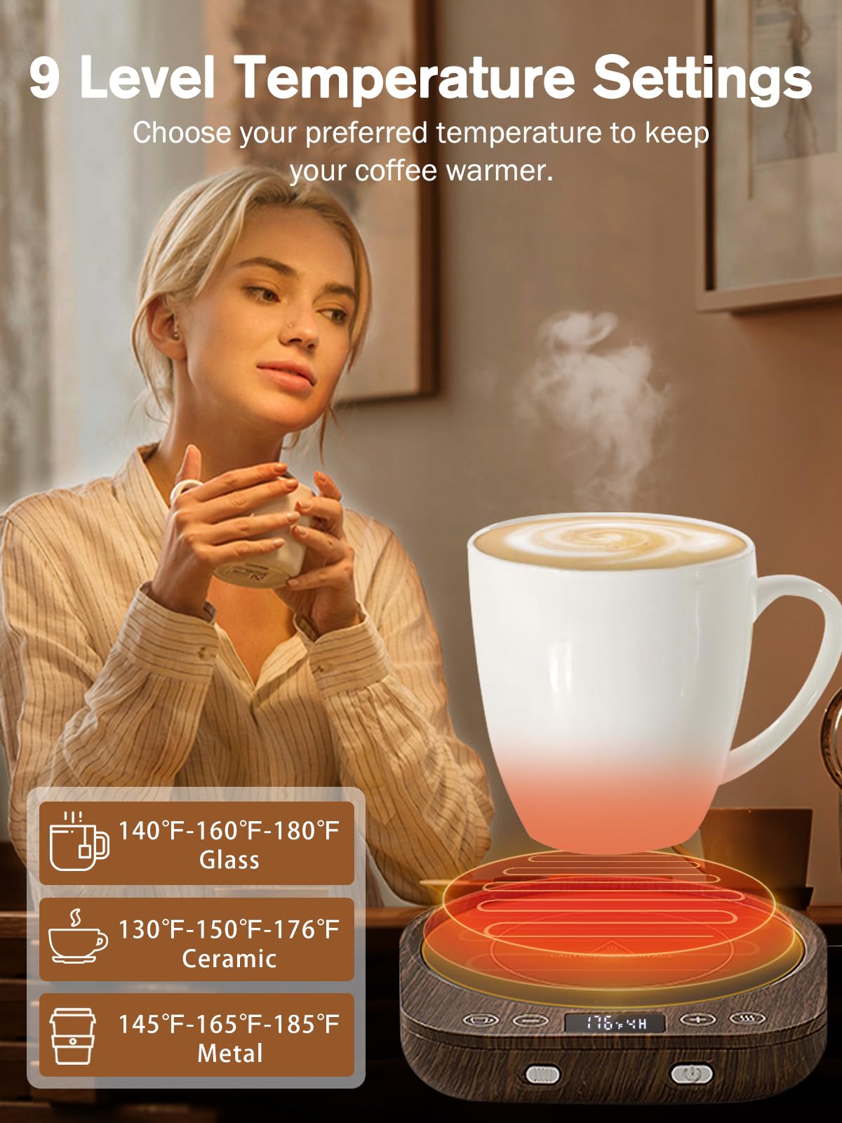 PUSEE mug warmer gravity sensor activates when a mug is placed