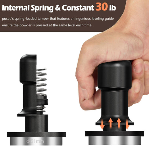 PUSEE tamper with ergonomic handle for comfortable, precise tamping