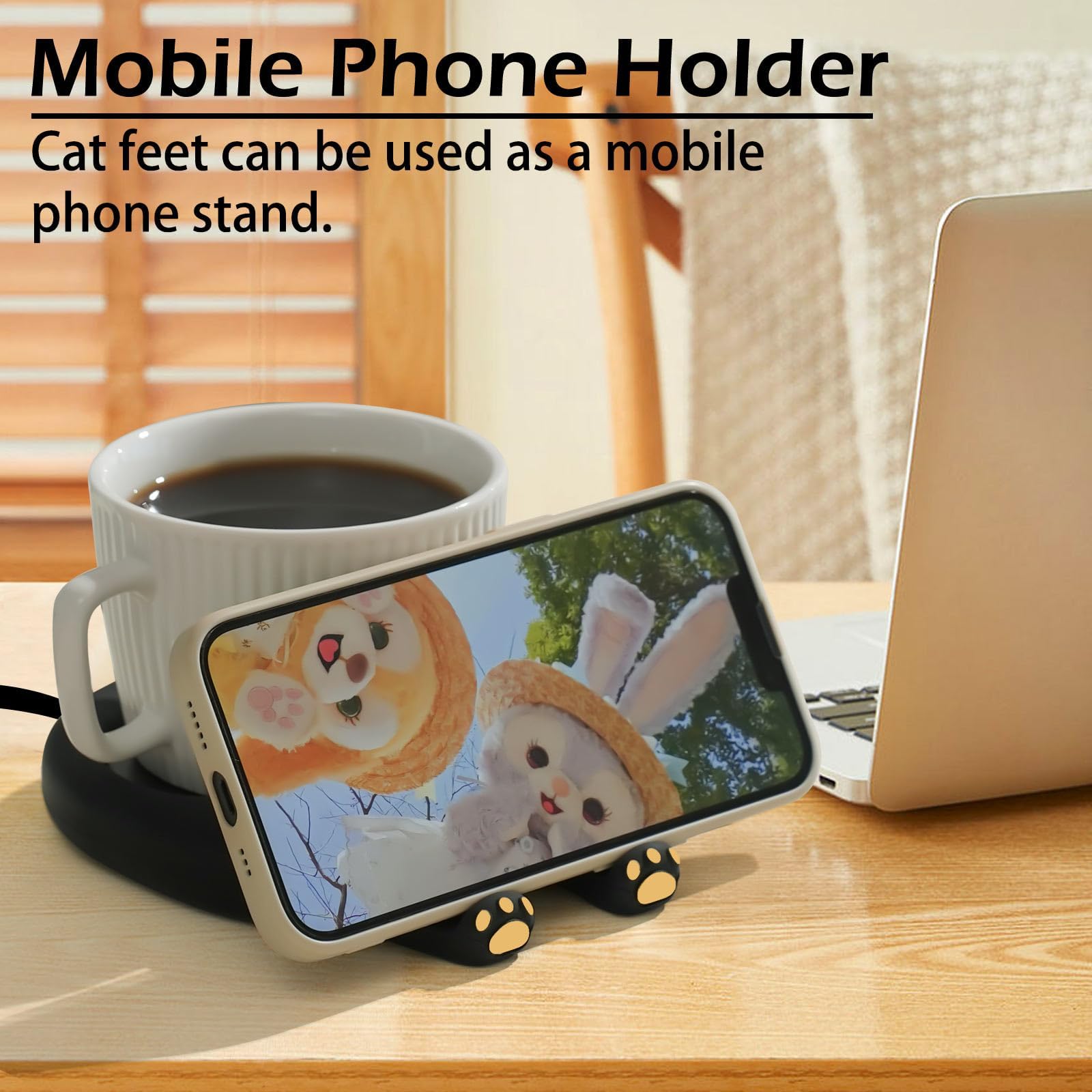 PUSEE mug warmer compatible with flat-bottom cups for versatile use