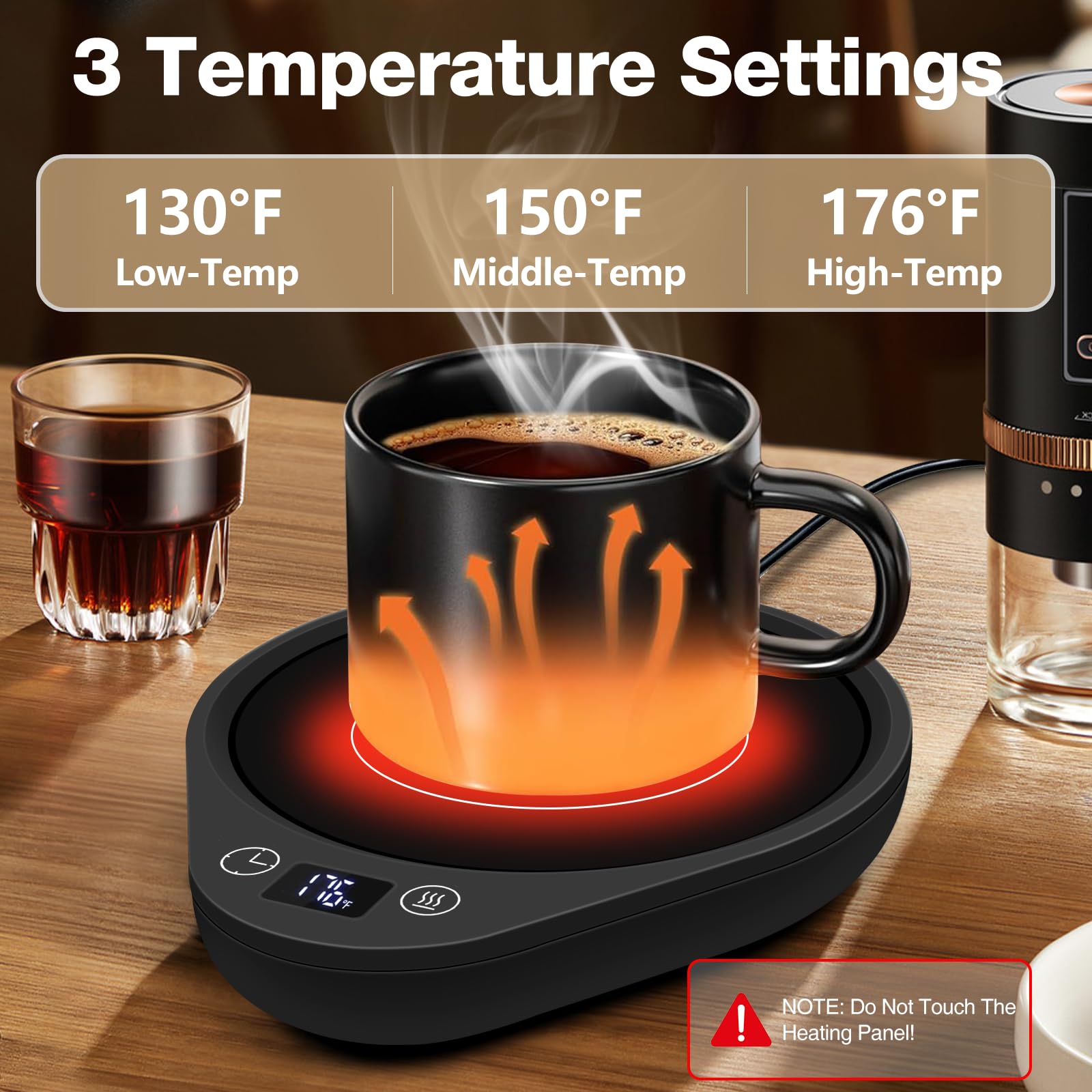 PUSEE mug warmer with large 5.5-inch plate supporting stable heating