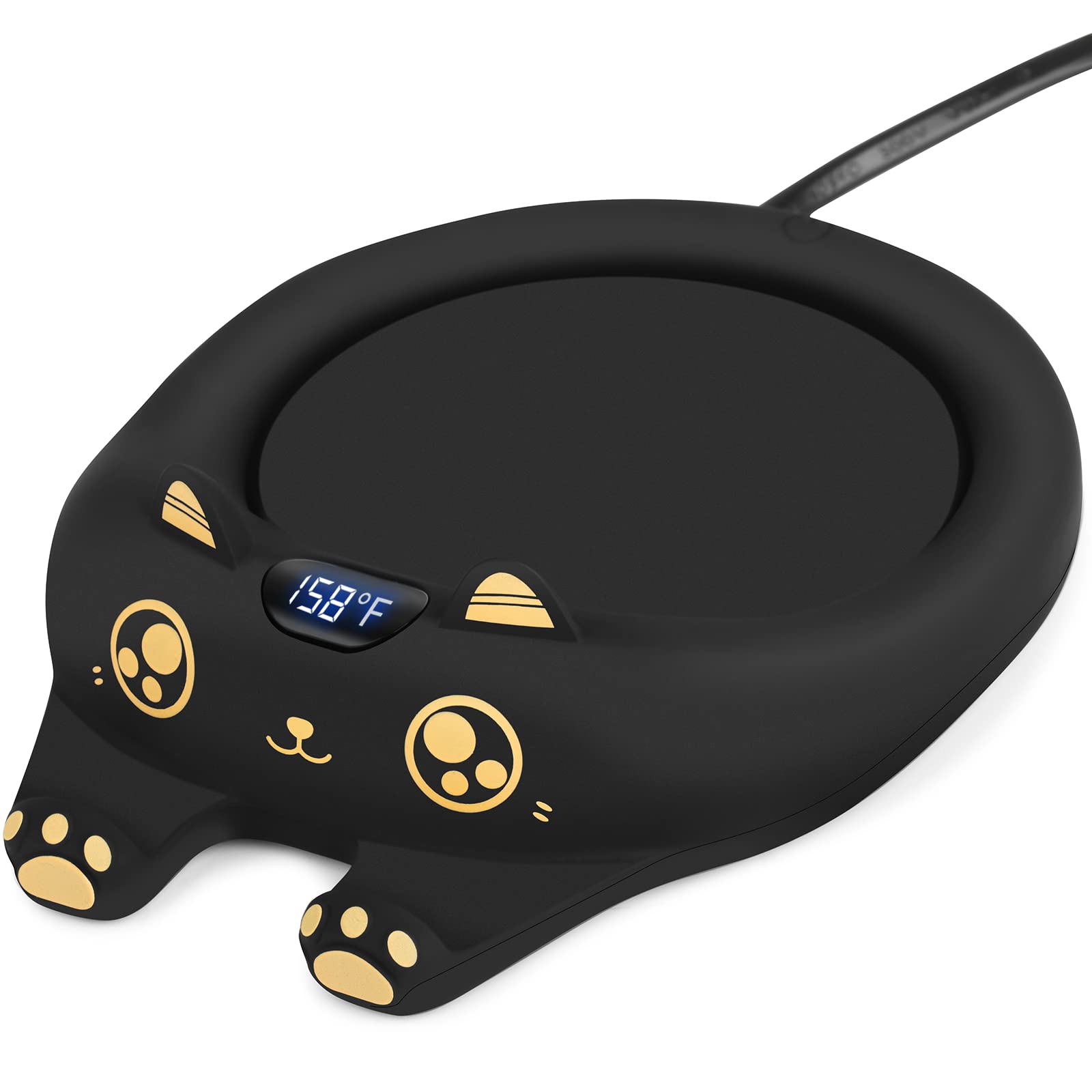 PUSEE mug warmer top view showing compact desk design for steady heat