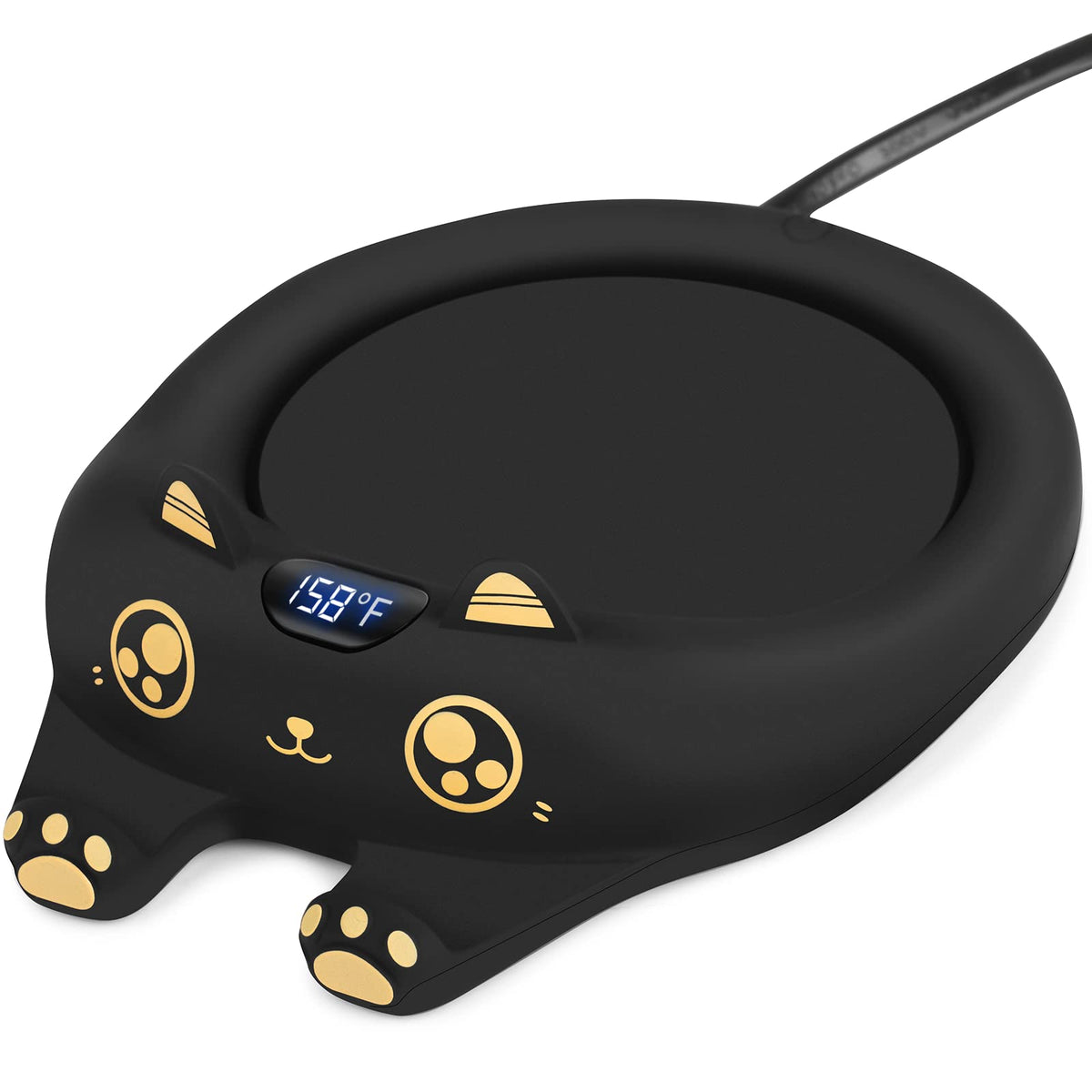 PUSEE mug warmer top view showing compact desk design for steady heat