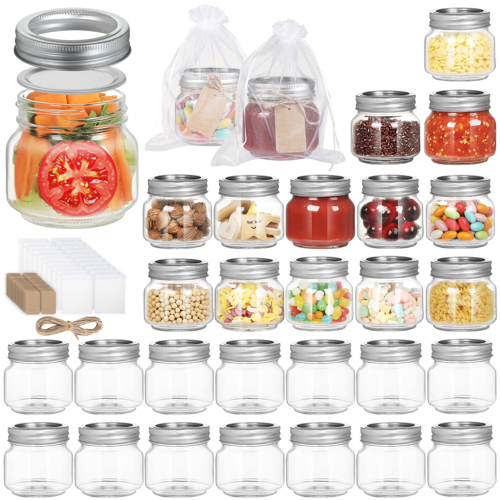 PUSKMAY 8oz mason jar with airtight silver lid for fresh jams and preserves.