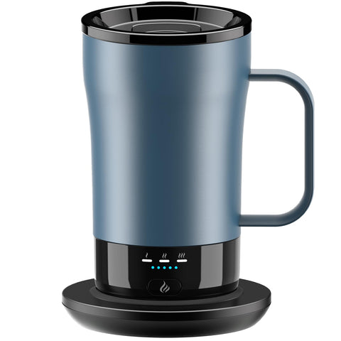 PUSEE self-heating mug front view shows ergonomic design for busy mornings.