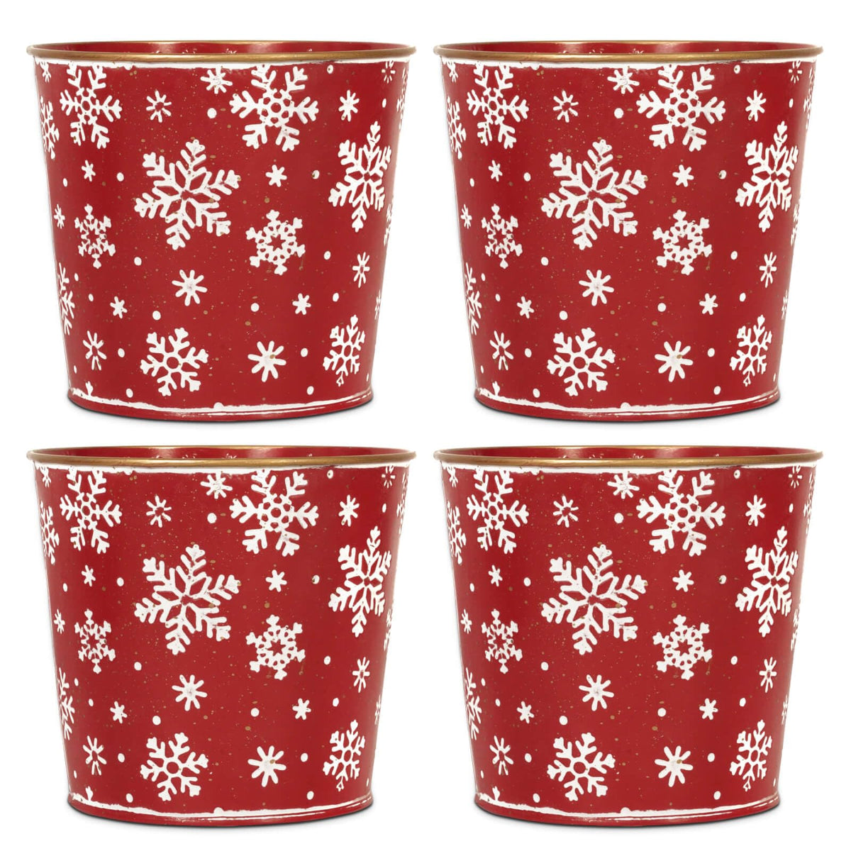 Putuo Decor Christmas galvanized buckets with snowflake pattern for festive centerpieces.