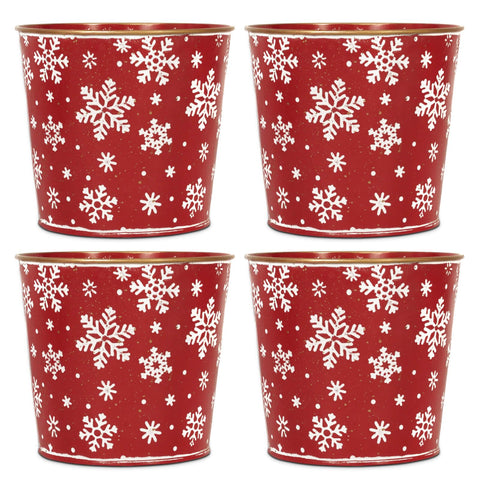 Putuo Decor Christmas galvanized buckets with snowflake pattern for festive centerpieces.