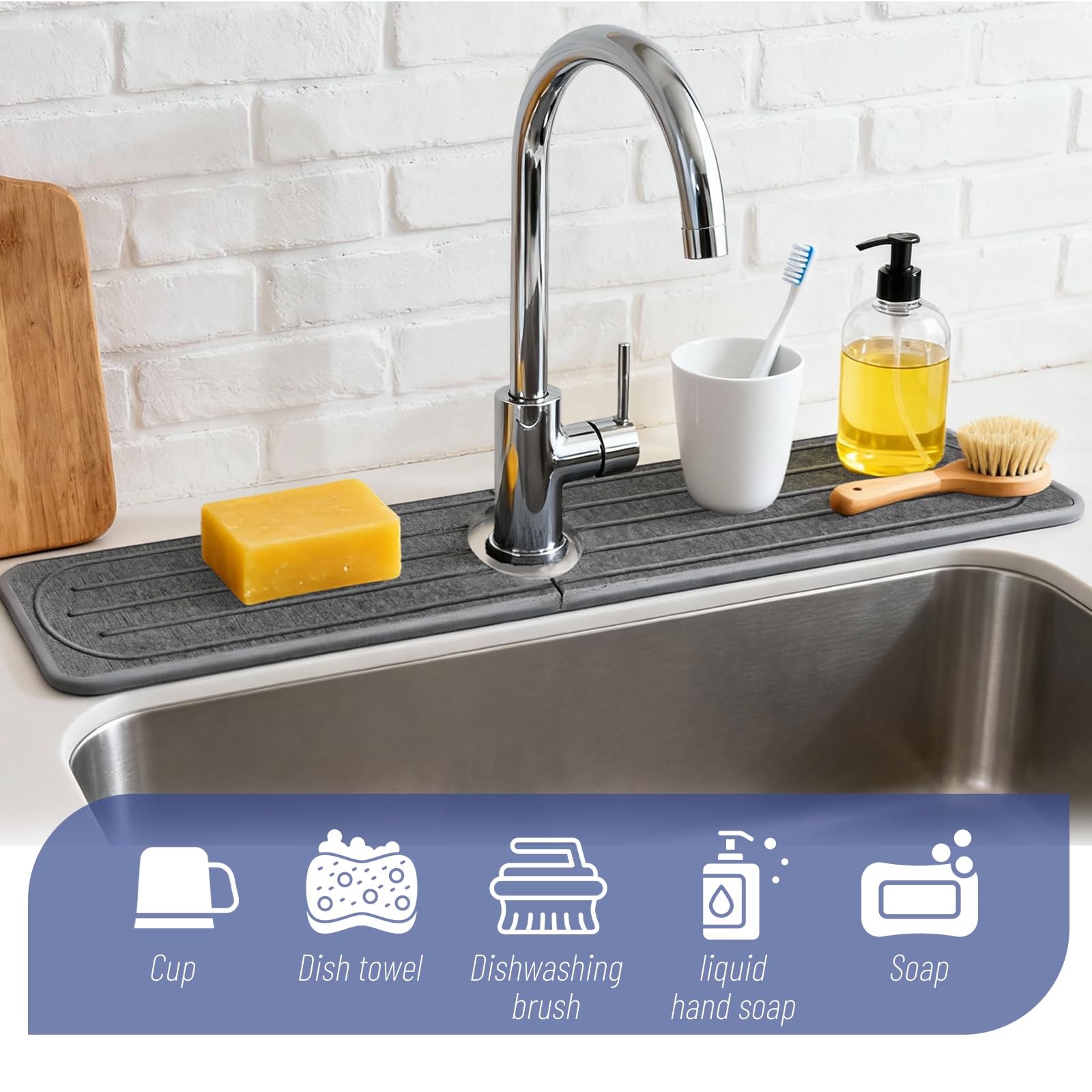 Puxinargo bathroom counter mat helps surfaces stay dry and tidy