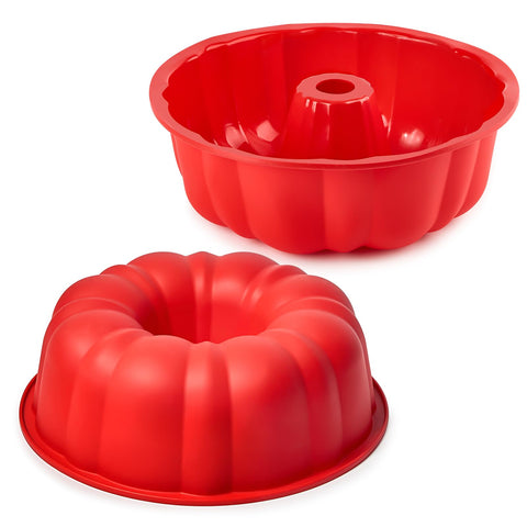 Puyeipt 10 inch silicone fluted tube cake pan side view showing two-pack design for easy release