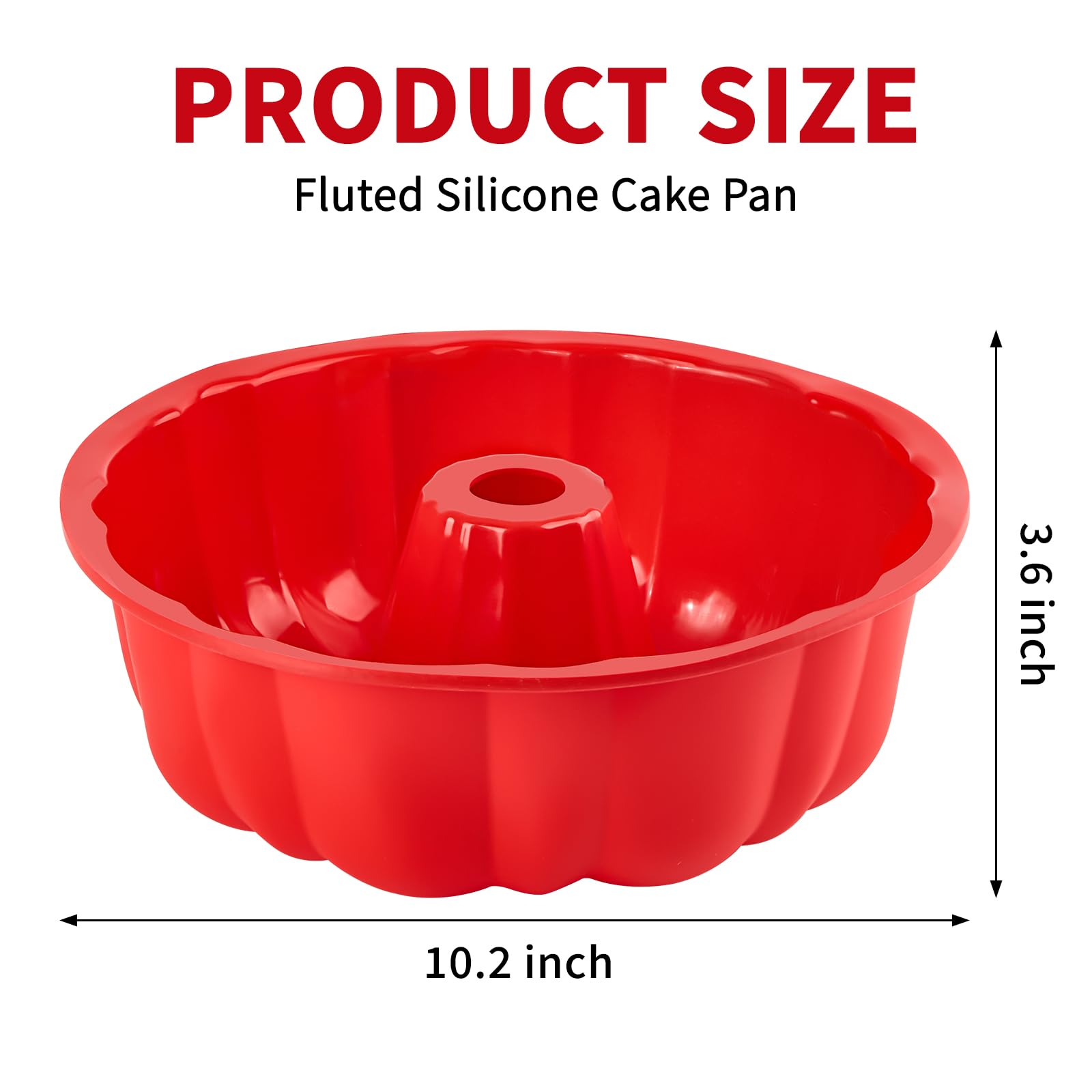 Puyeipt 10 inch silicone fluted tube cake pan top view highlighting fluted interior