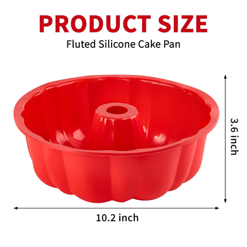 Puyeipt 10 inch silicone fluted tube cake pan top view highlighting fluted interior