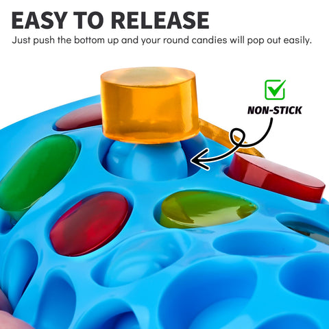 Puyeipt easy pop-out round molds for quick candy release.