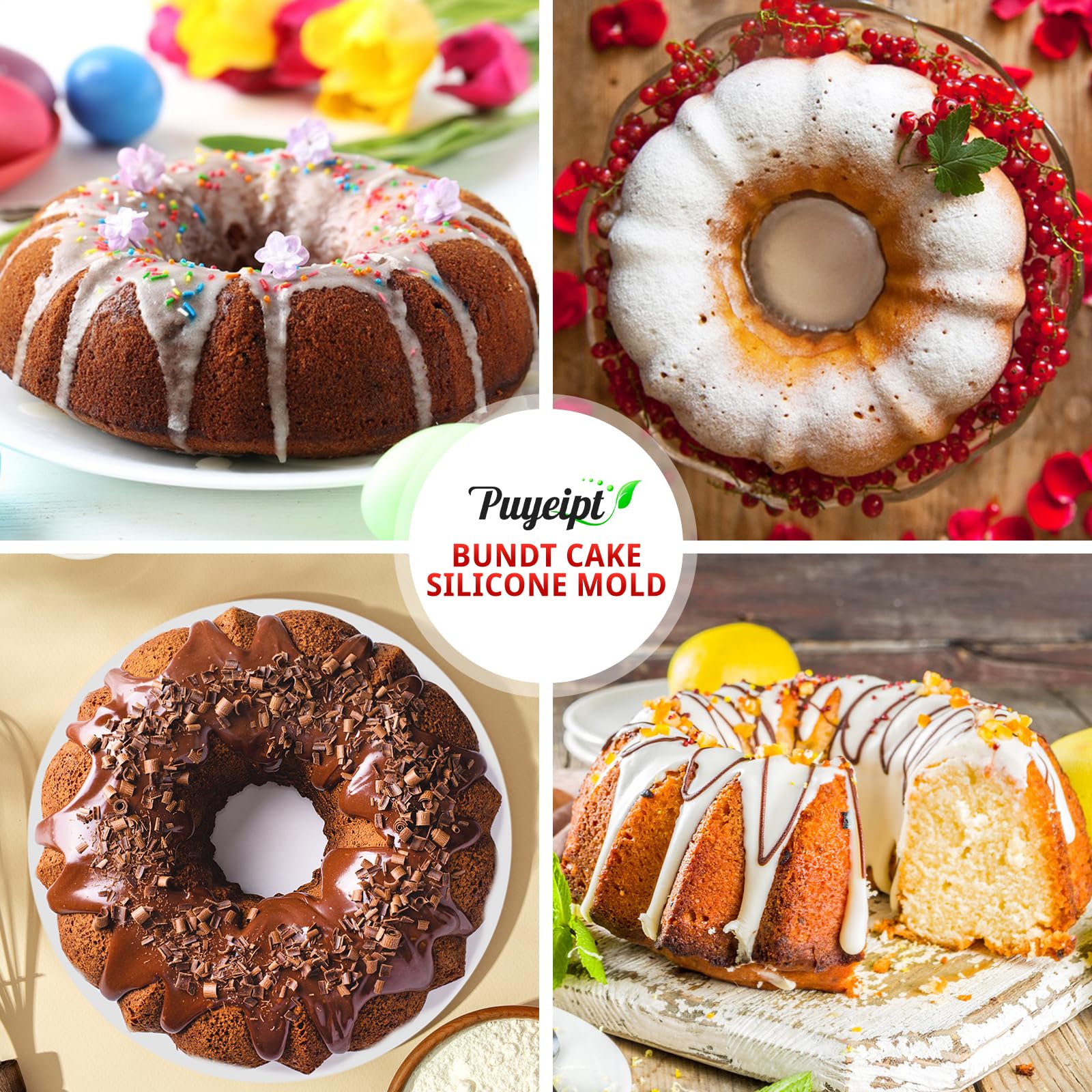 Puyeipt easy release silicone cake pan demonstrating flexible silicone surface