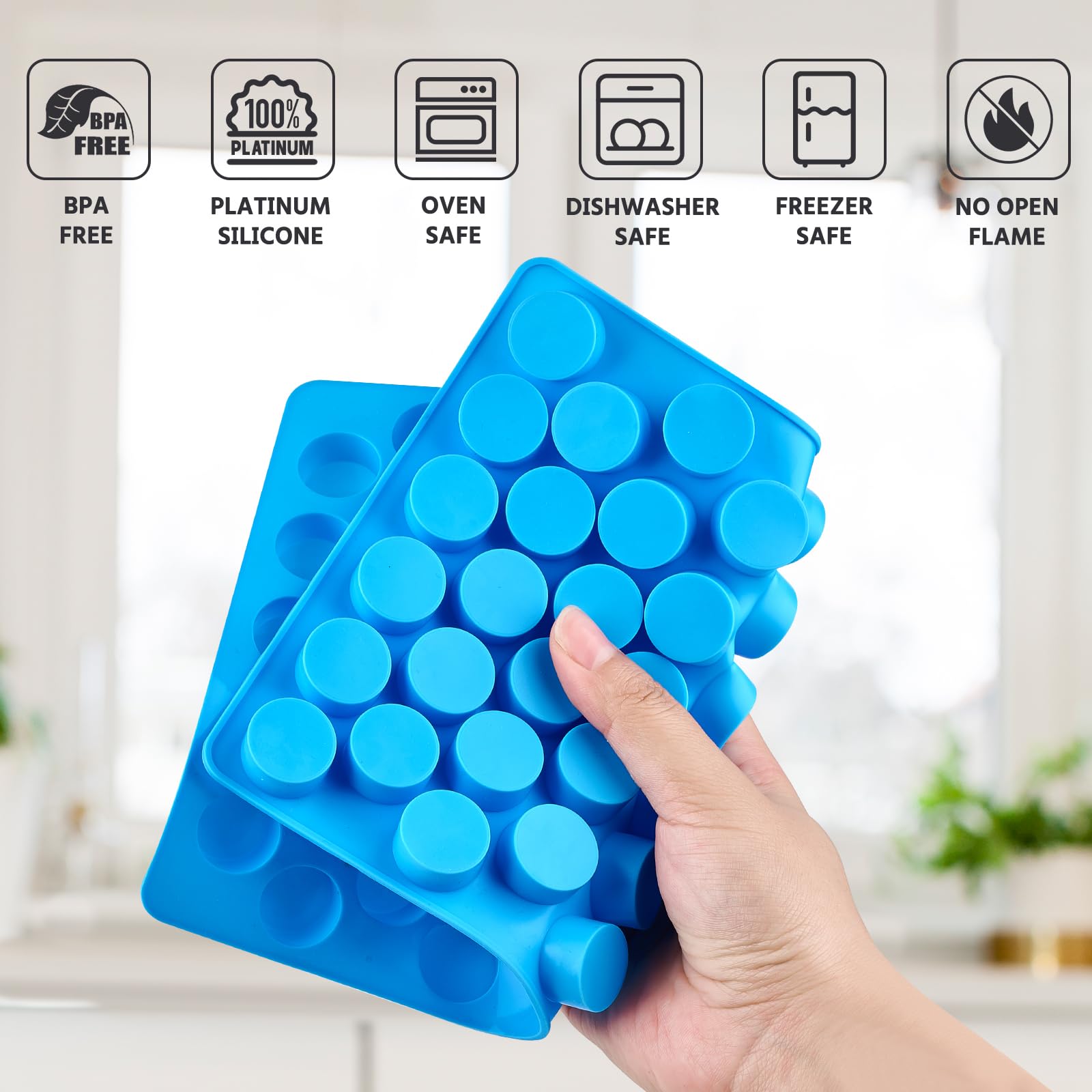 Puyeipt oven and microwave safe silicone molds for hot and cold treats.