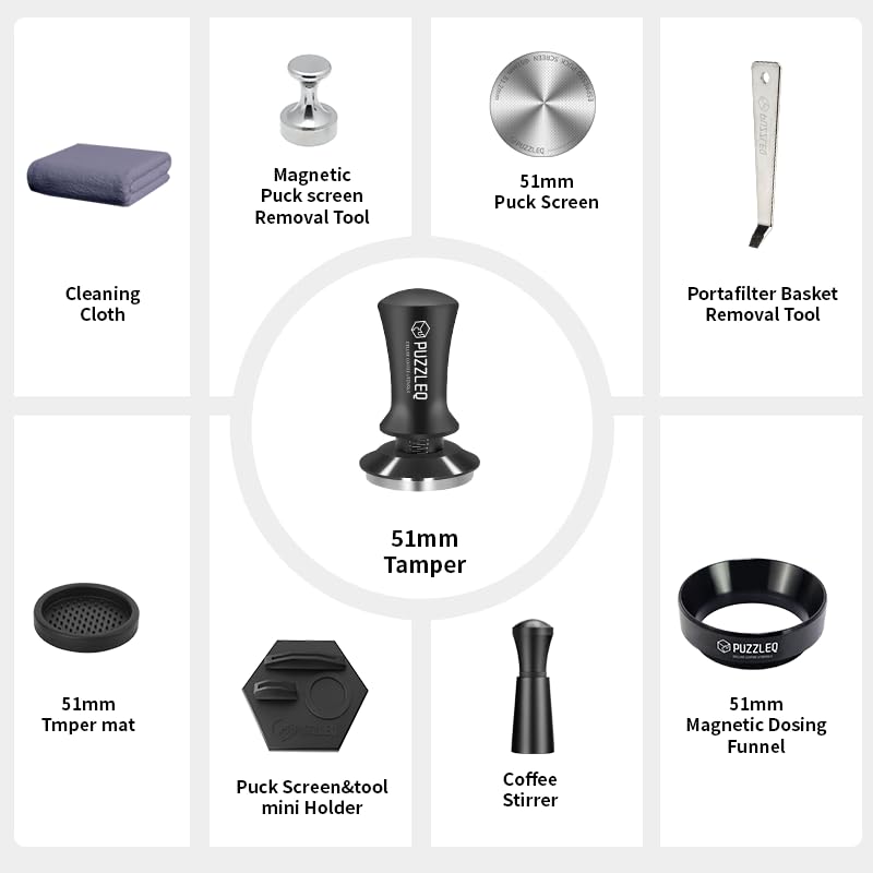 PUZZLEQ magnetic dosing funnel reduces grounds spill during dosing