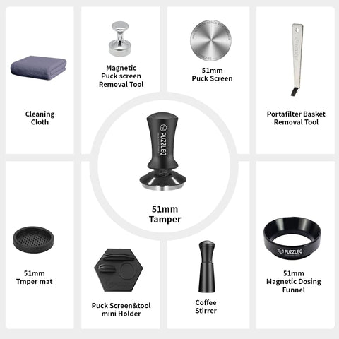 PUZZLEQ magnetic dosing funnel reduces grounds spill during dosing