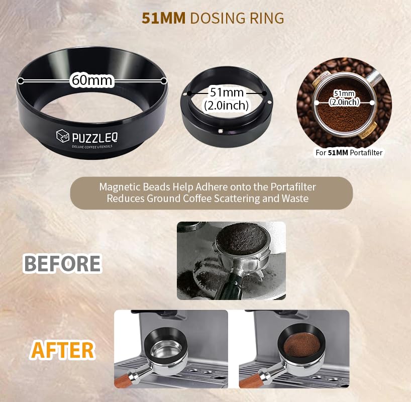 PUZZLEQ WDT tool evenly distributes grounds in the portafilter