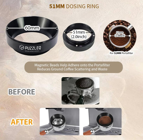 PUZZLEQ WDT tool evenly distributes grounds in the portafilter