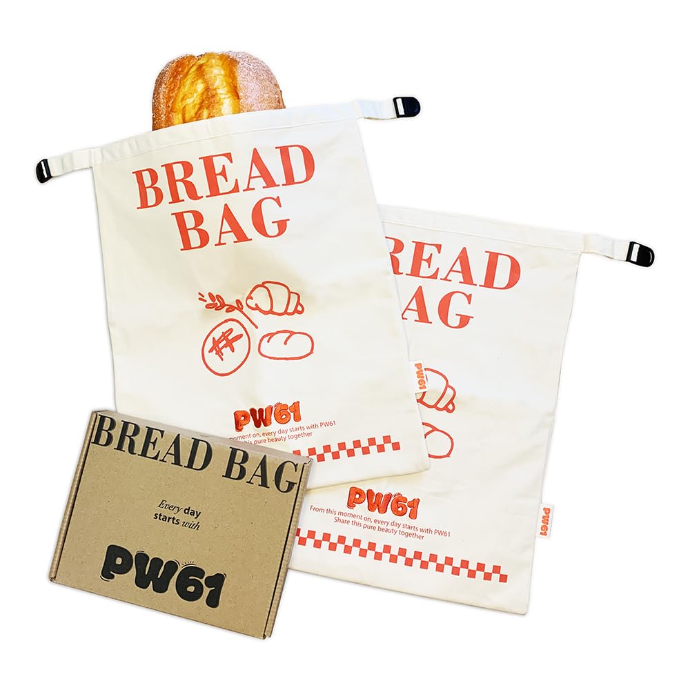 PW61 XL cotton beeswax bread bags 2-pack for fresh bread storage.