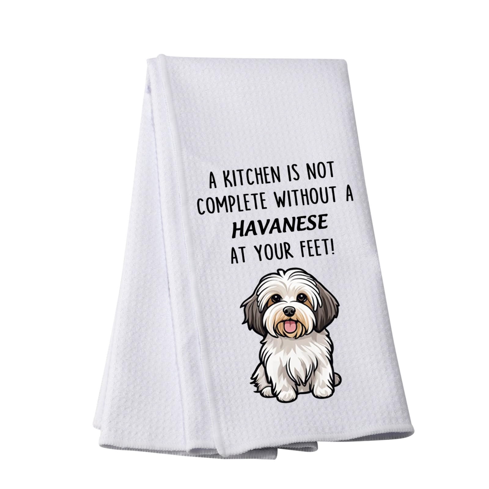 PWHAOO Havanese Kitchen Towel with saying, perfect for dog lovers.