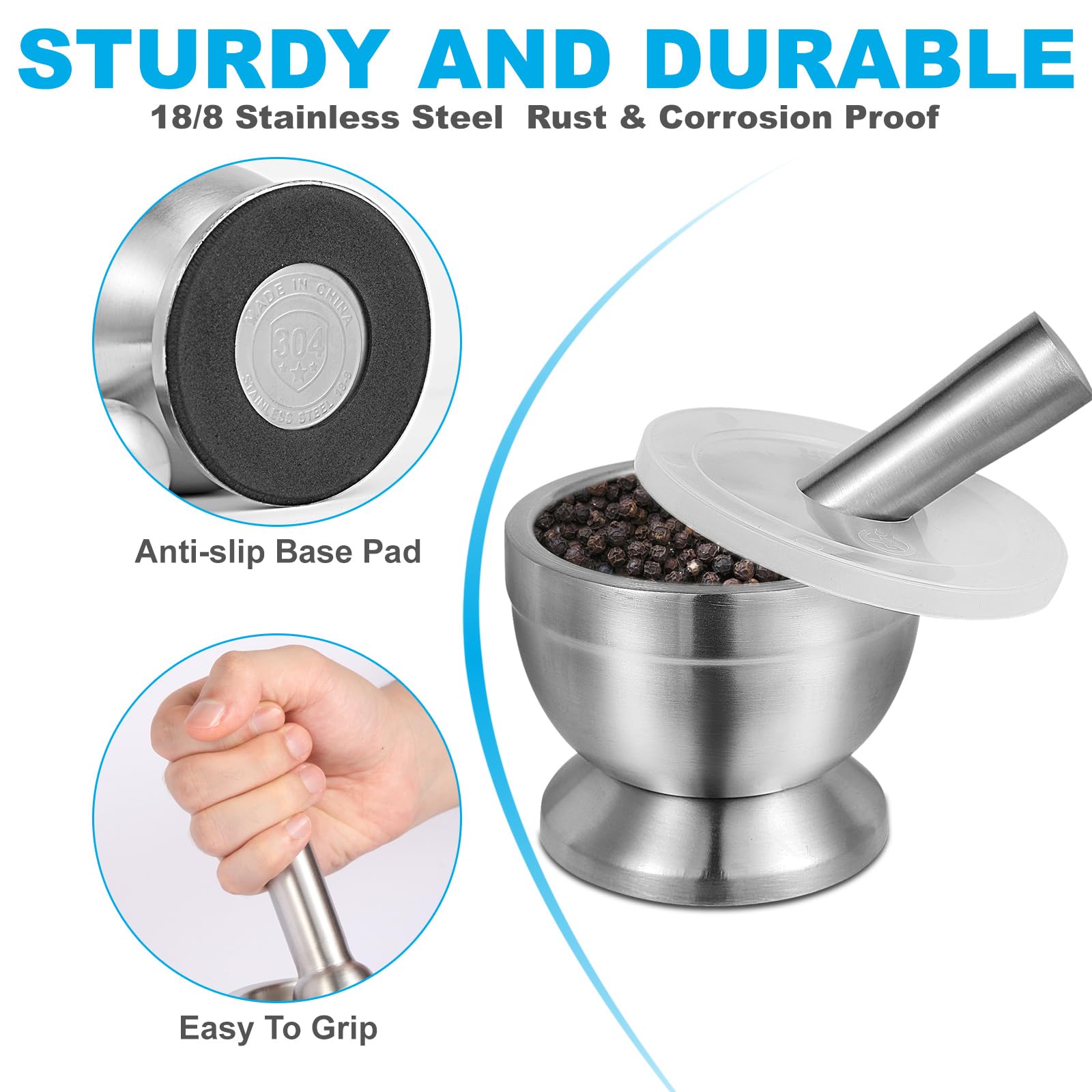 Pwkauka pestle-action grinding spices smoothly.