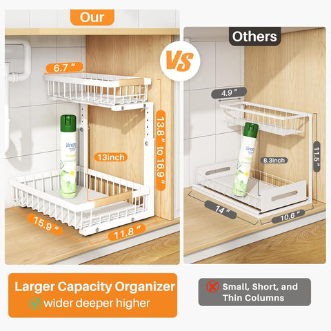 Sleek slide-out design under the sink for organized storage.