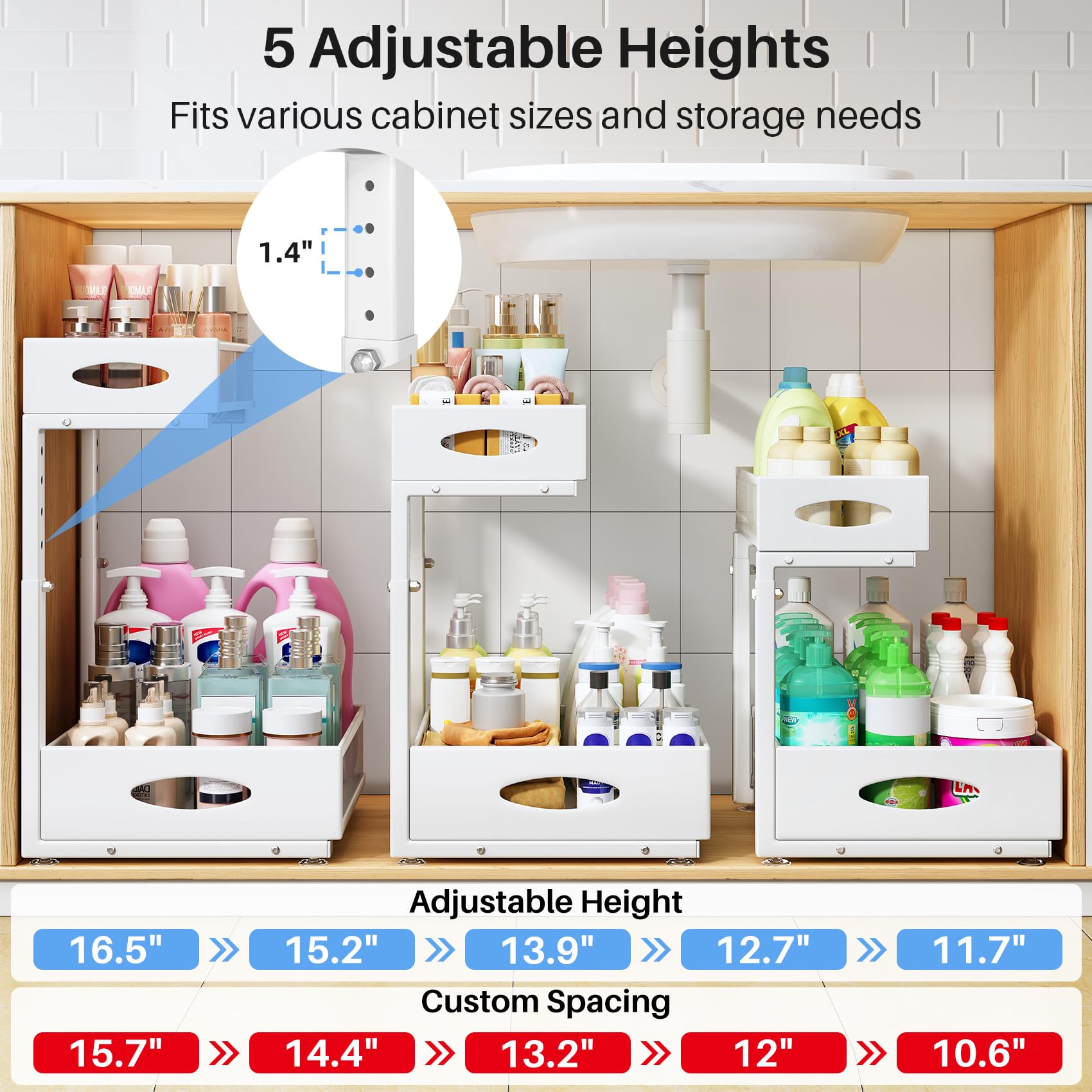 PXRACK smooth-glide drawers provide easy access in tight cabinets.