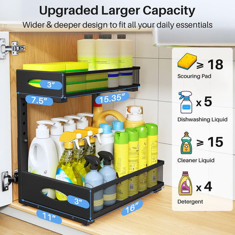 PXRACK two-tier pull-out drawers glide smoothly for quick access.