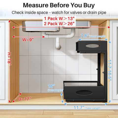 PXRACK under-sink organizer top basket keeps daily items within easy reach.