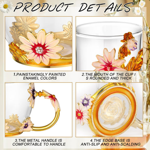 PYQTH flower coasters with gold outlines protect surfaces stylishly