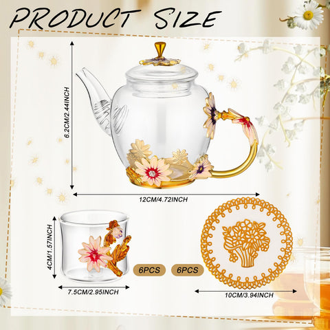 PYQTH six retro cups showcasing floral glass elegance for shared tea moments