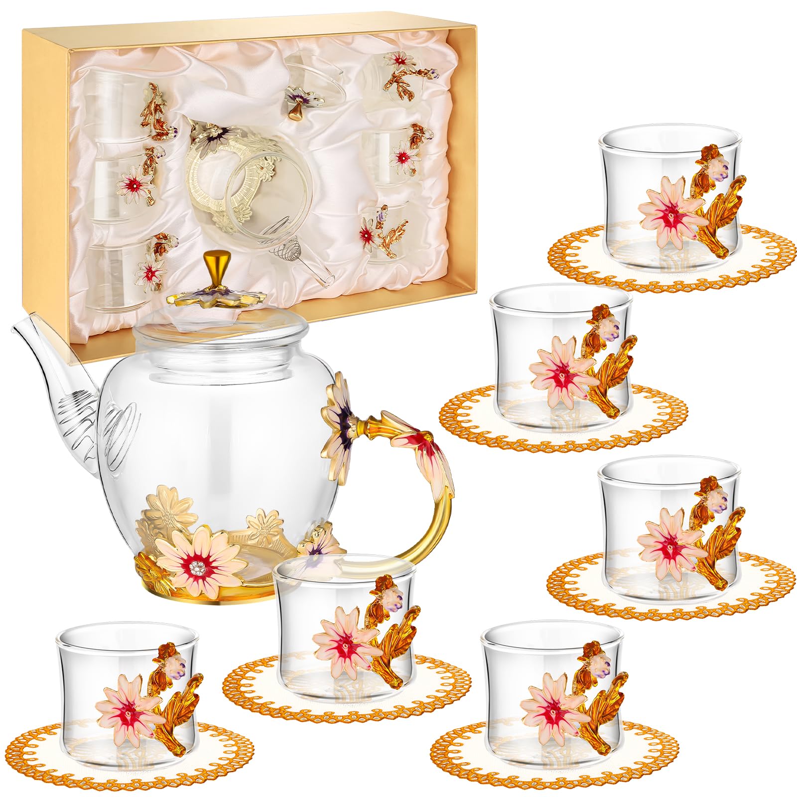 PYQTH vintage teapot with chrysanthemum motif and gold accents for elegant gatherings