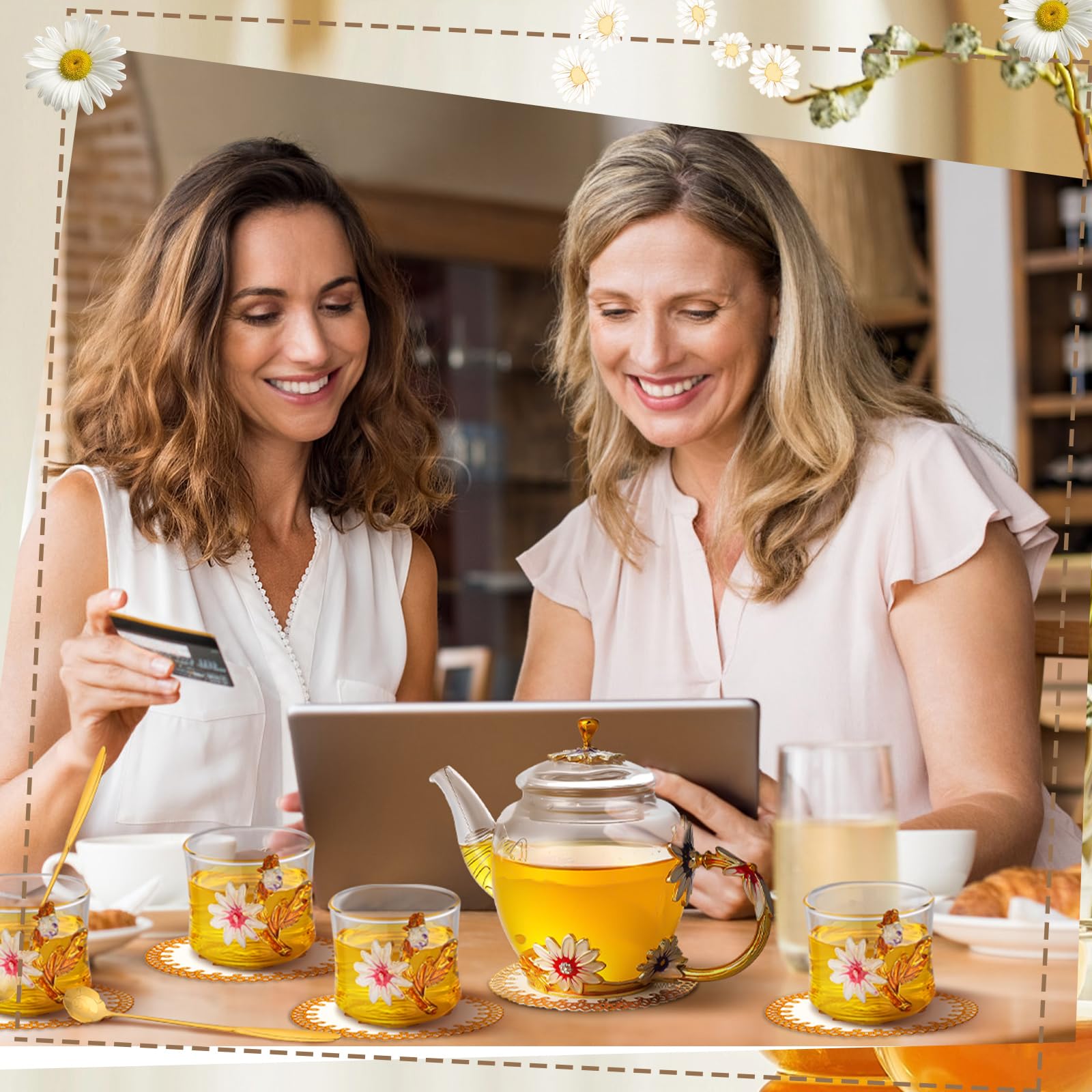 PYQTH gold-handle teapot detail adds a touch of elegance during tea time