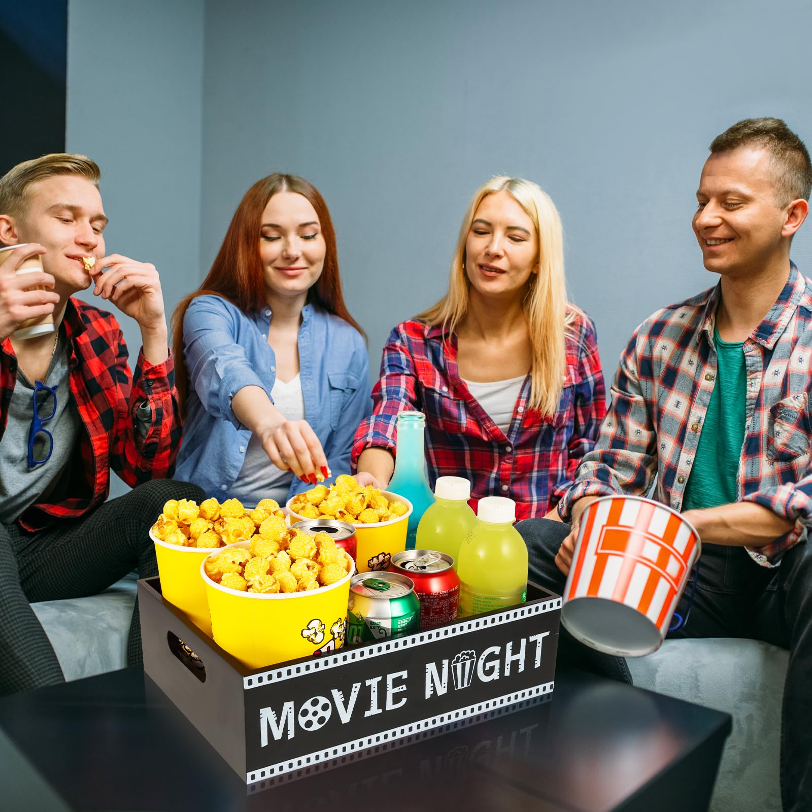 PYQTH Movie Night Tray holds popcorn, chips, drinks and more for easy serving.