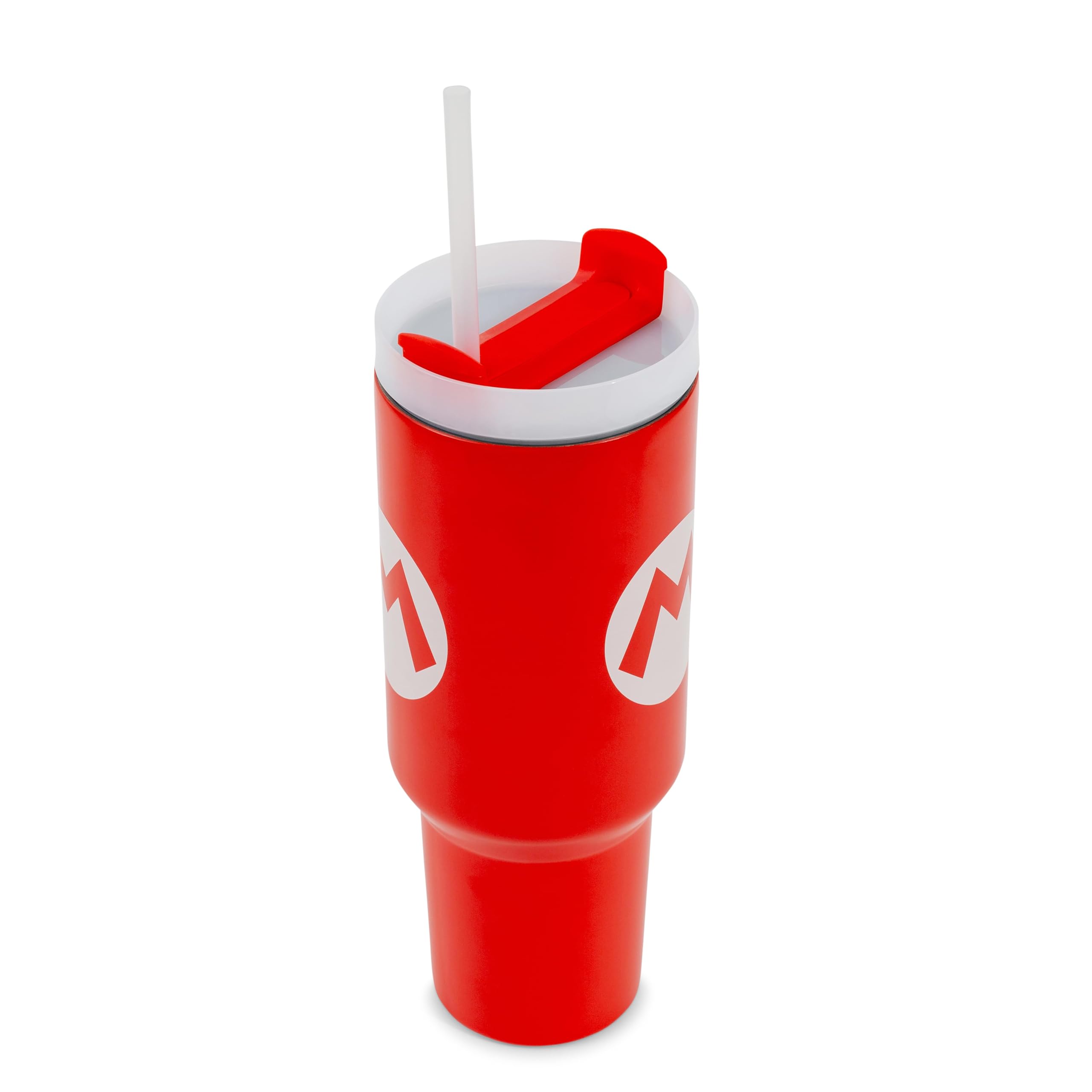 Pyramid America Mario icon travel tumbler close-up of metal body with premium finish.