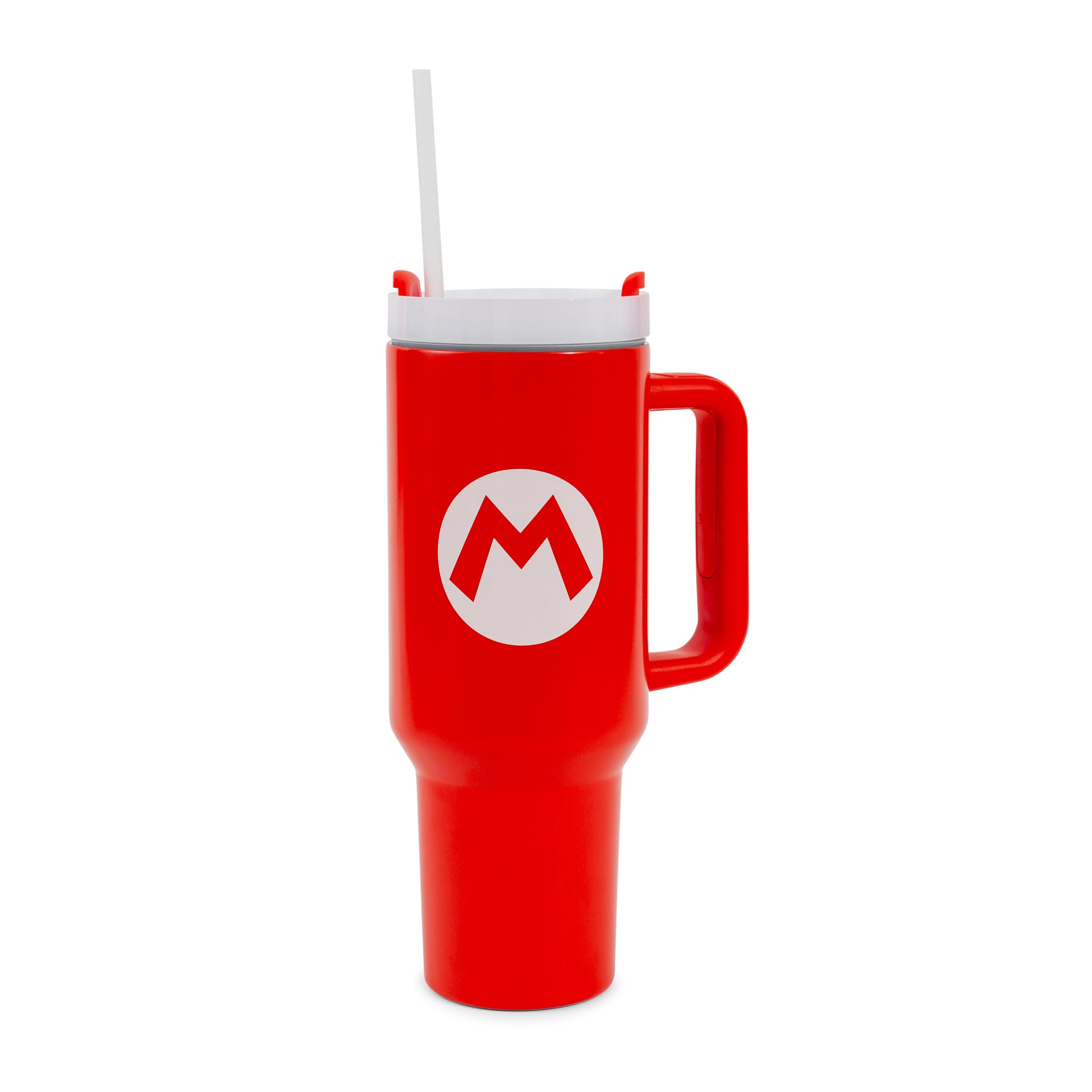 Pyramid America Mario icon travel tumbler front view, durable metal design for daily use.