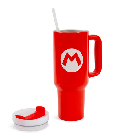 Pyramid America Mario icon tumbler leak-resistant lid close-up offering spill protection.