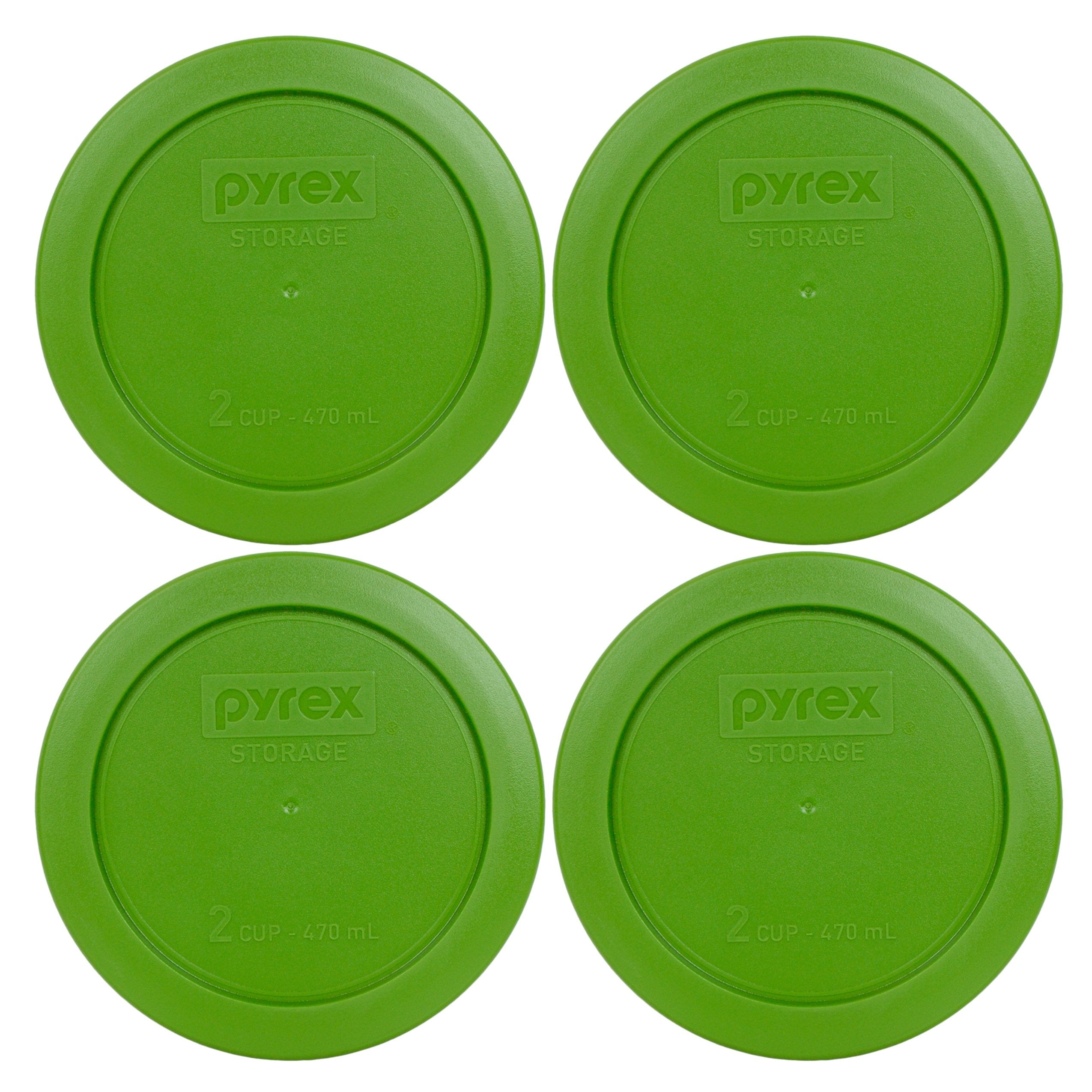 Pyrex 7200-PC lawn green 2-cup lid for fridge storage with a tight seal.