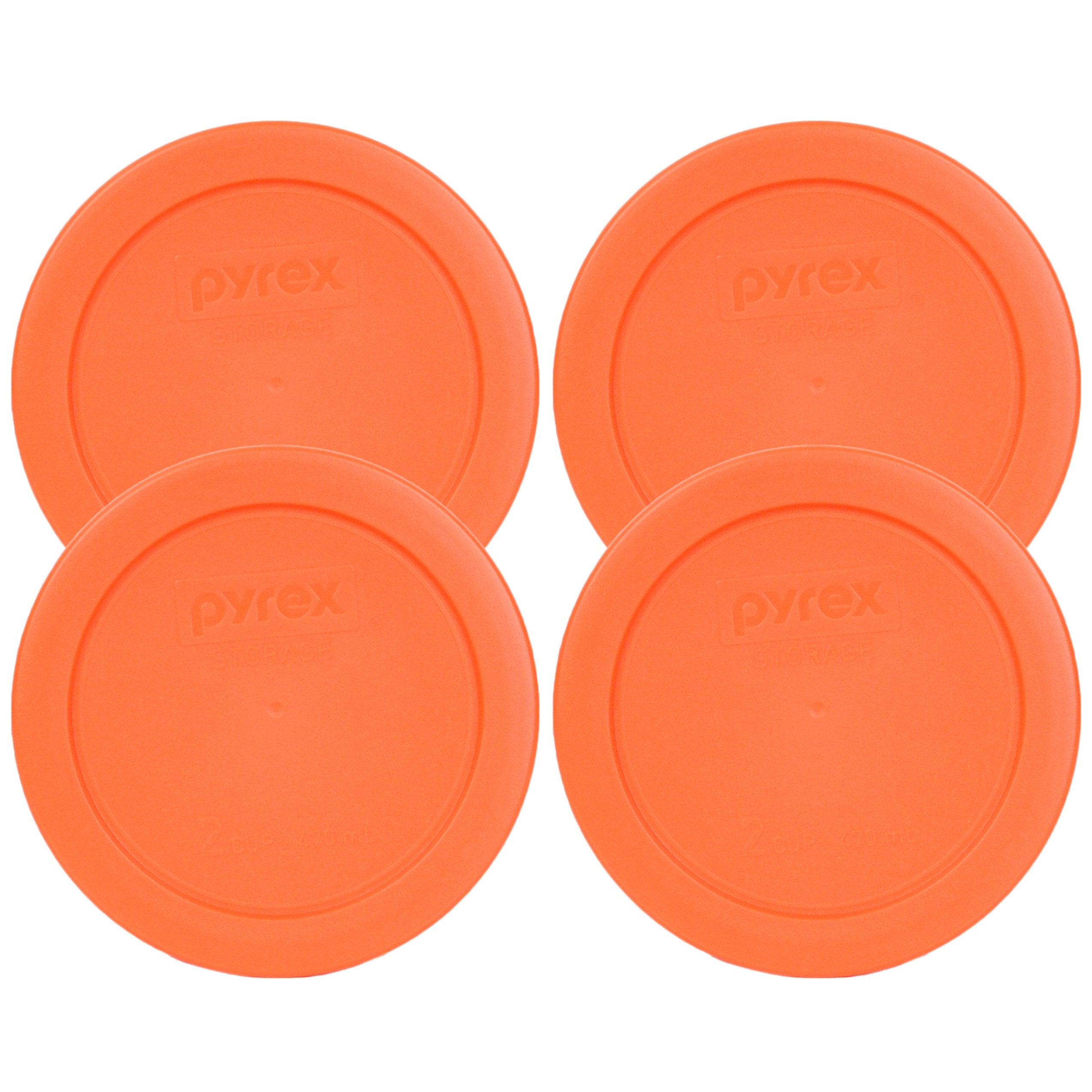 Pyrex 7200-PC orange storage lid on round 2-cup bowl for secure freshness