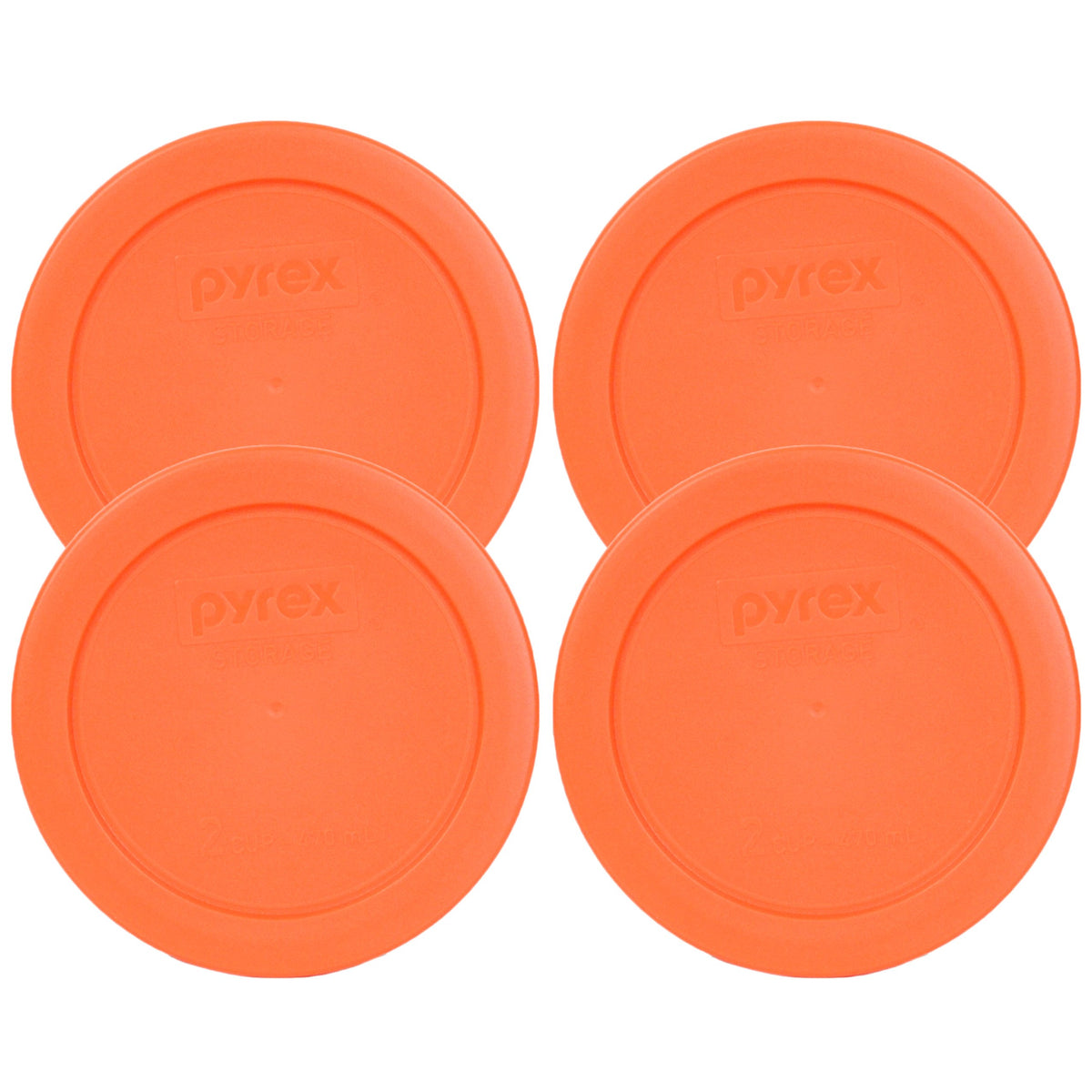 Pyrex 7200-PC orange storage lid on round 2-cup bowl for secure freshness