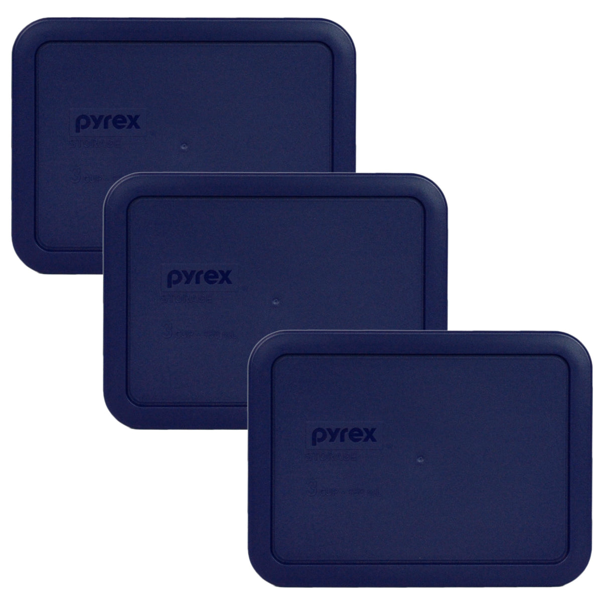 Pyrex 7210 blue lids for 3-cup dishes, secure, stackable storage